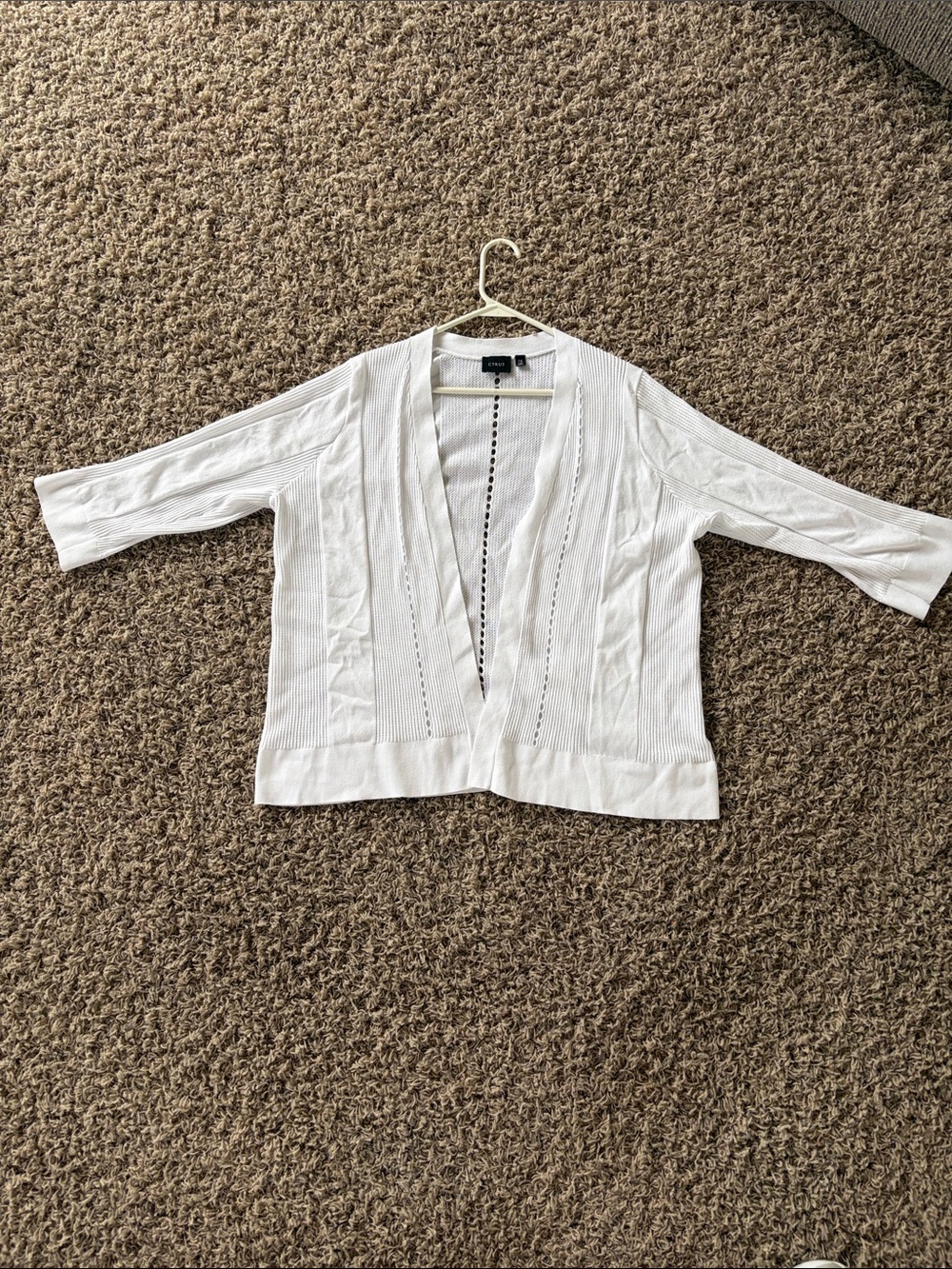 Cyrus White Open-Weave Button-Back Cardigan